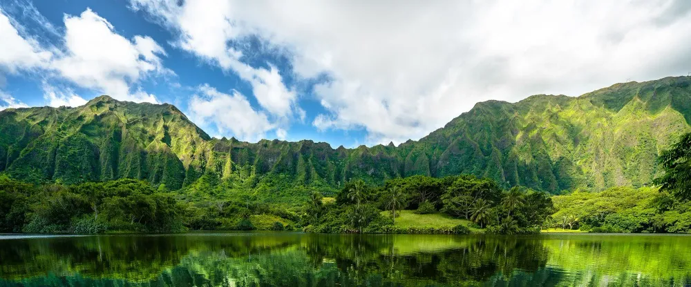 garden and mountains in oahu